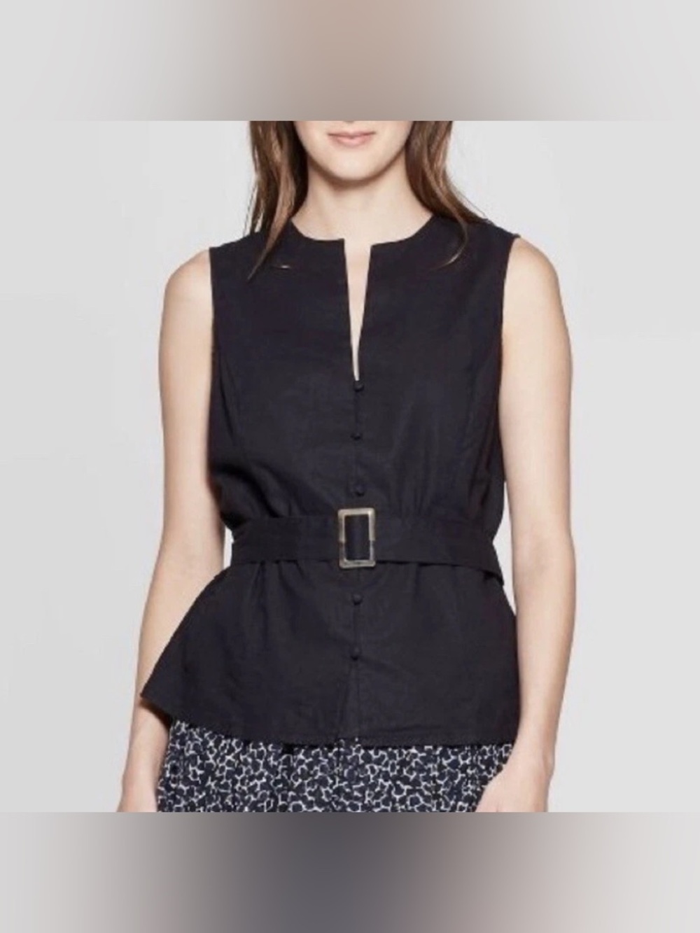 Who What Wear Women’s Linen Blend Sleeveless Blouse Size L